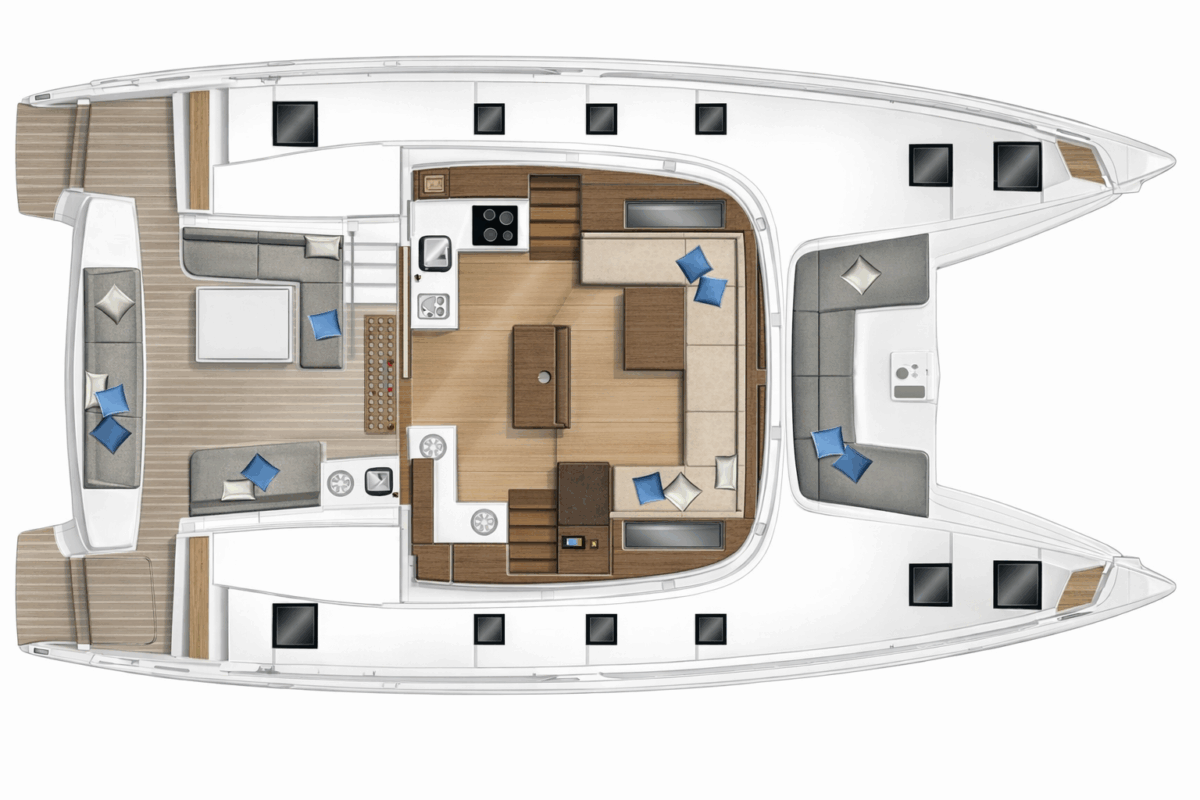 Lay out of the lagoon 50 catamaran private multi day charter