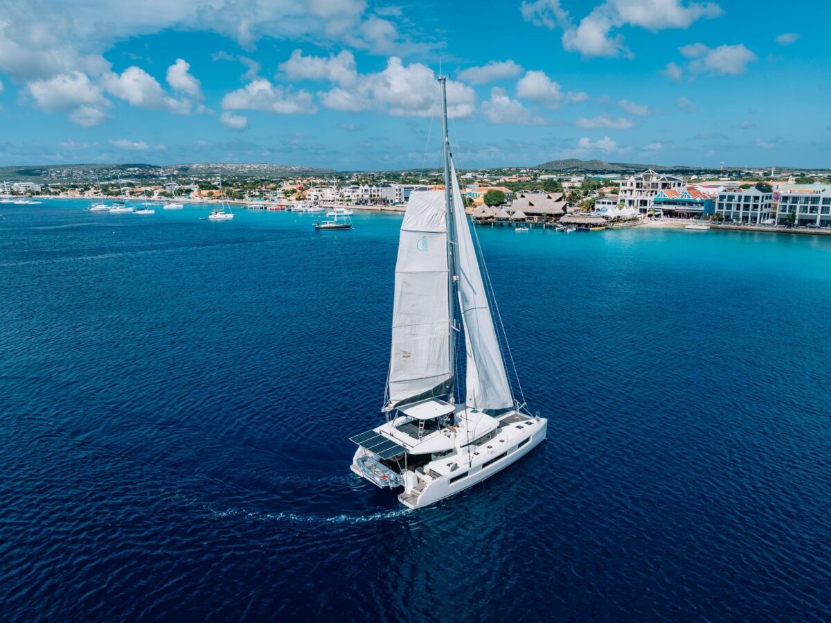 Private luxury catamaran sailing near Kralendijk, Bonaire